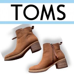 Tom’s leather booties Marina boot size 7 retail: $130 low heel, traction soles
